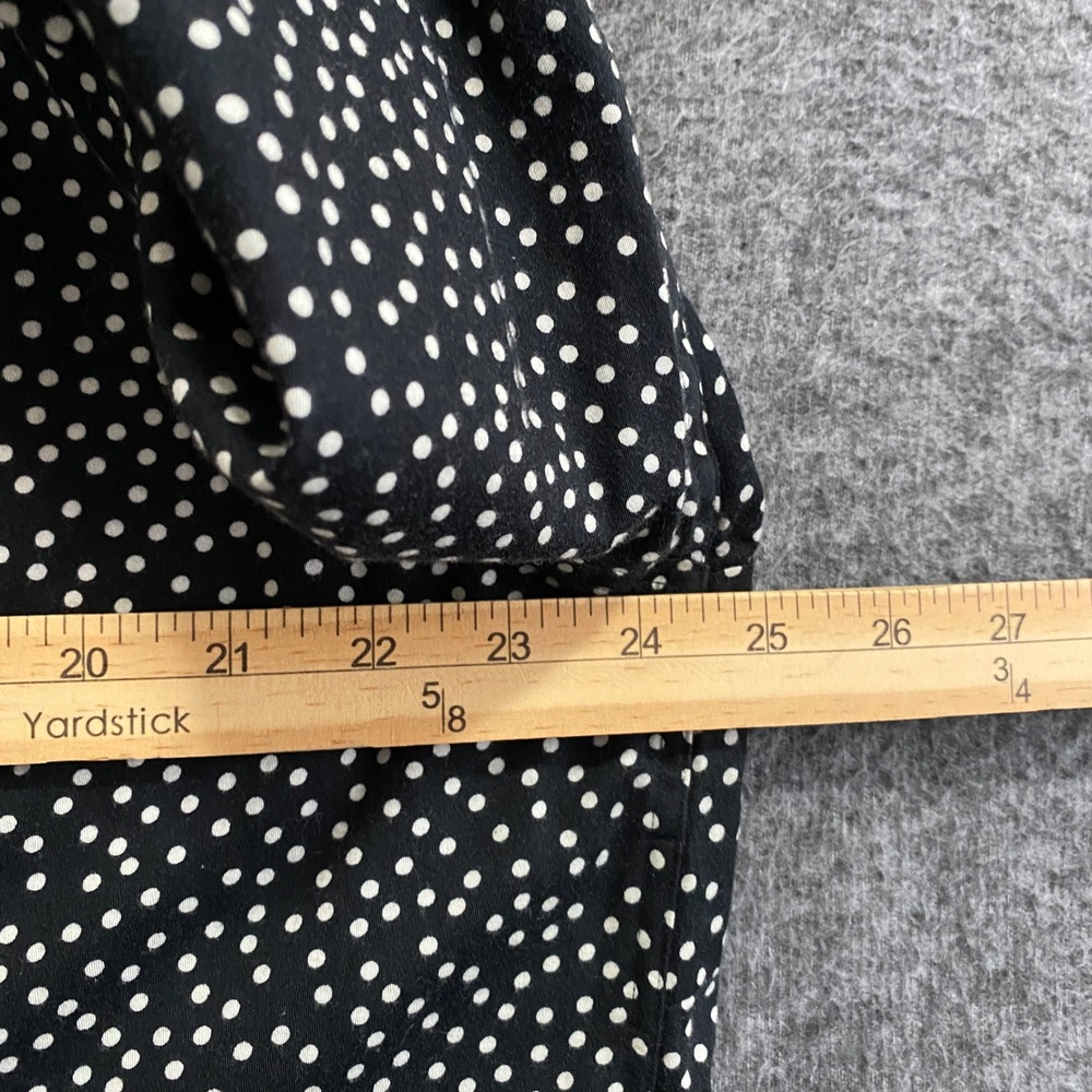 Chaps No Iron Shirt Womens 2X Black Polka Dot Houndstooth Button Up Flip Cuff - Picture 6 of 9